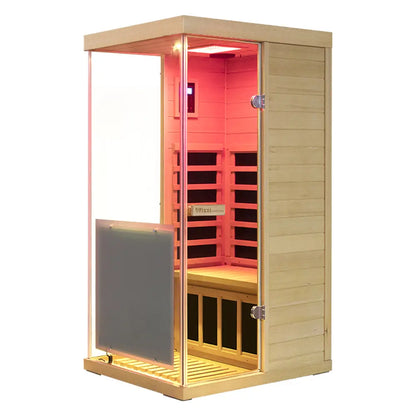 Wizzisaunas 909MX Mini 1 Person Infrared Sauna 3 Sides Large glass panels
