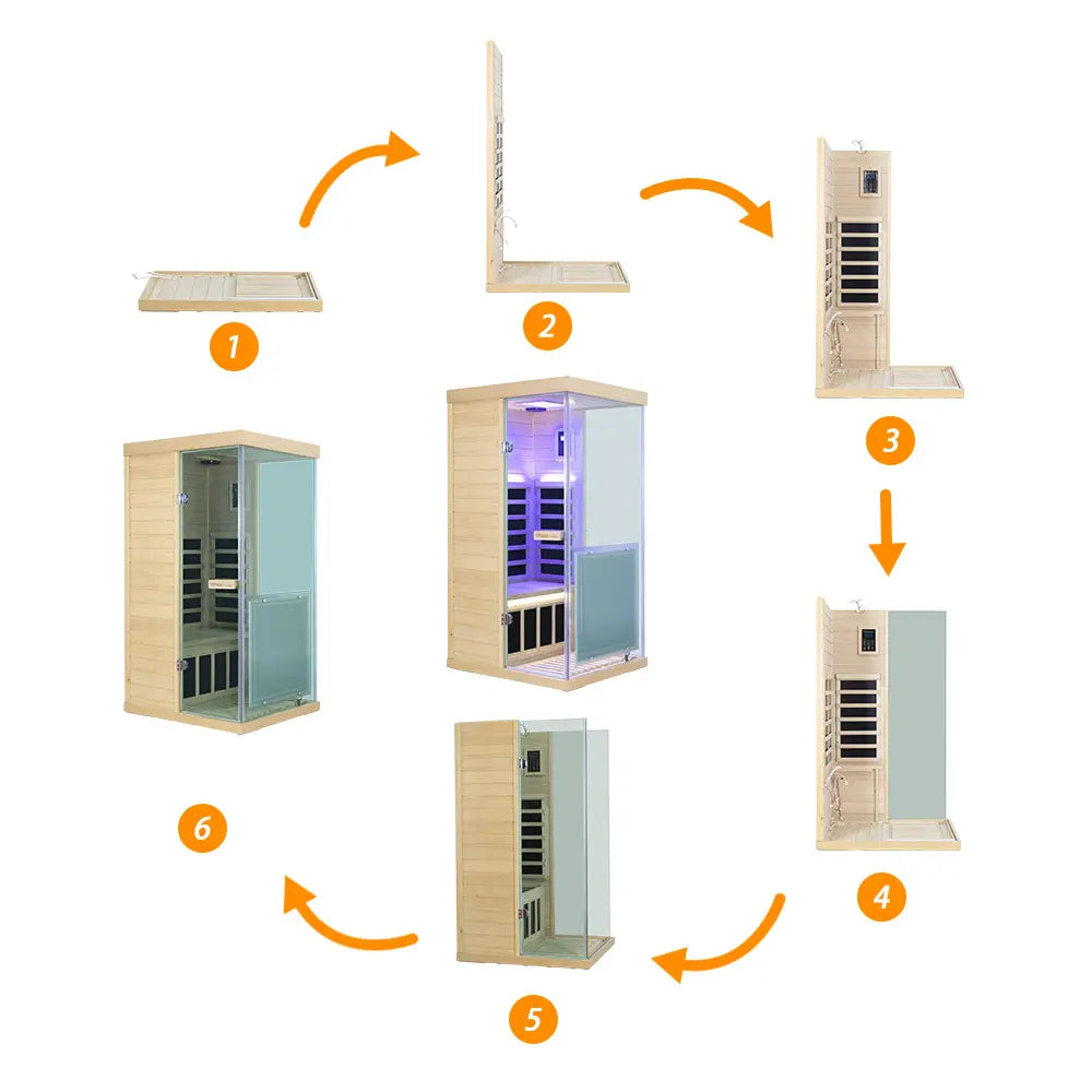 Wizzisaunas 909MX Mini 1 Person Infrared Sauna 3 Sides Large glass panels