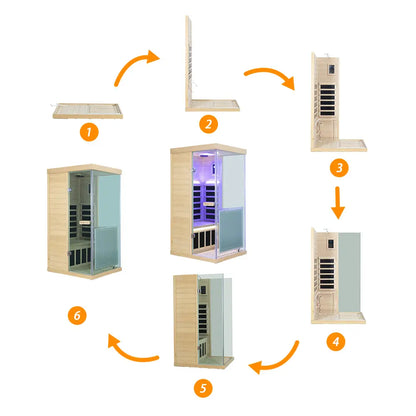 Wizzisaunas 909MX Mini 1 Person Infrared Sauna 3 Sides Large glass panels