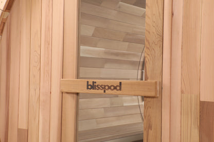 Blisspod Prague Outdoor Cedar Barrel Sauna | Full Glass Back | 2 front Porch seats
