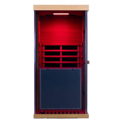 Wizzisaunas 909MX Mini 1 Person Infrared Sauna 3 Sides Large glass panels