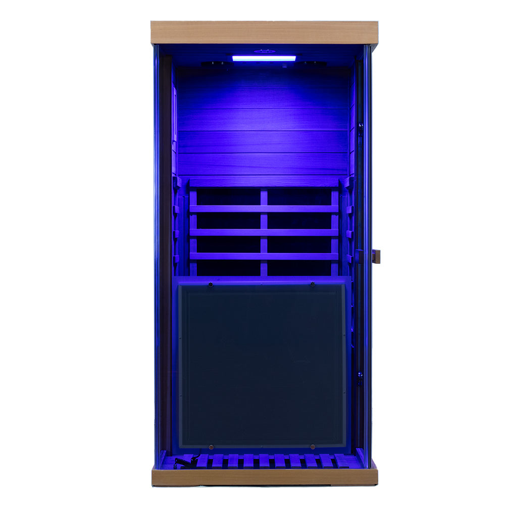 Wizzisaunas 909MX Mini 1 Person Infrared Sauna 3 Sides Large glass panels