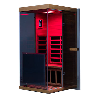 Wizzisaunas 909MX Mini 1 Person Infrared Sauna 3 Sides Large glass panels