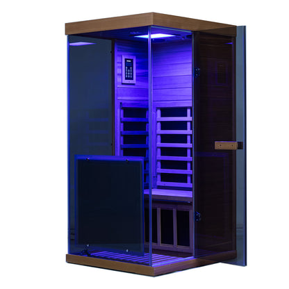 Wizzisaunas 909MX Mini 1 Person Infrared Sauna 3 Sides Large glass panels