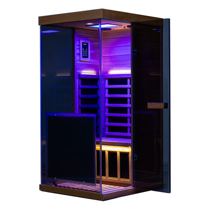 Wizzisaunas 909MX Mini 1 Person Infrared Sauna 3 Sides Large glass panels