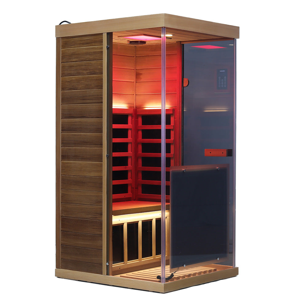Wizzisaunas 909MX Mini 1 Person Infrared Sauna 3 Sides Large glass panels