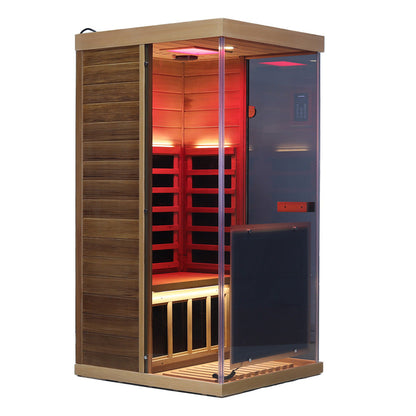 Wizzisaunas 909MX Mini 1 Person Infrared Sauna 3 Sides Large glass panels