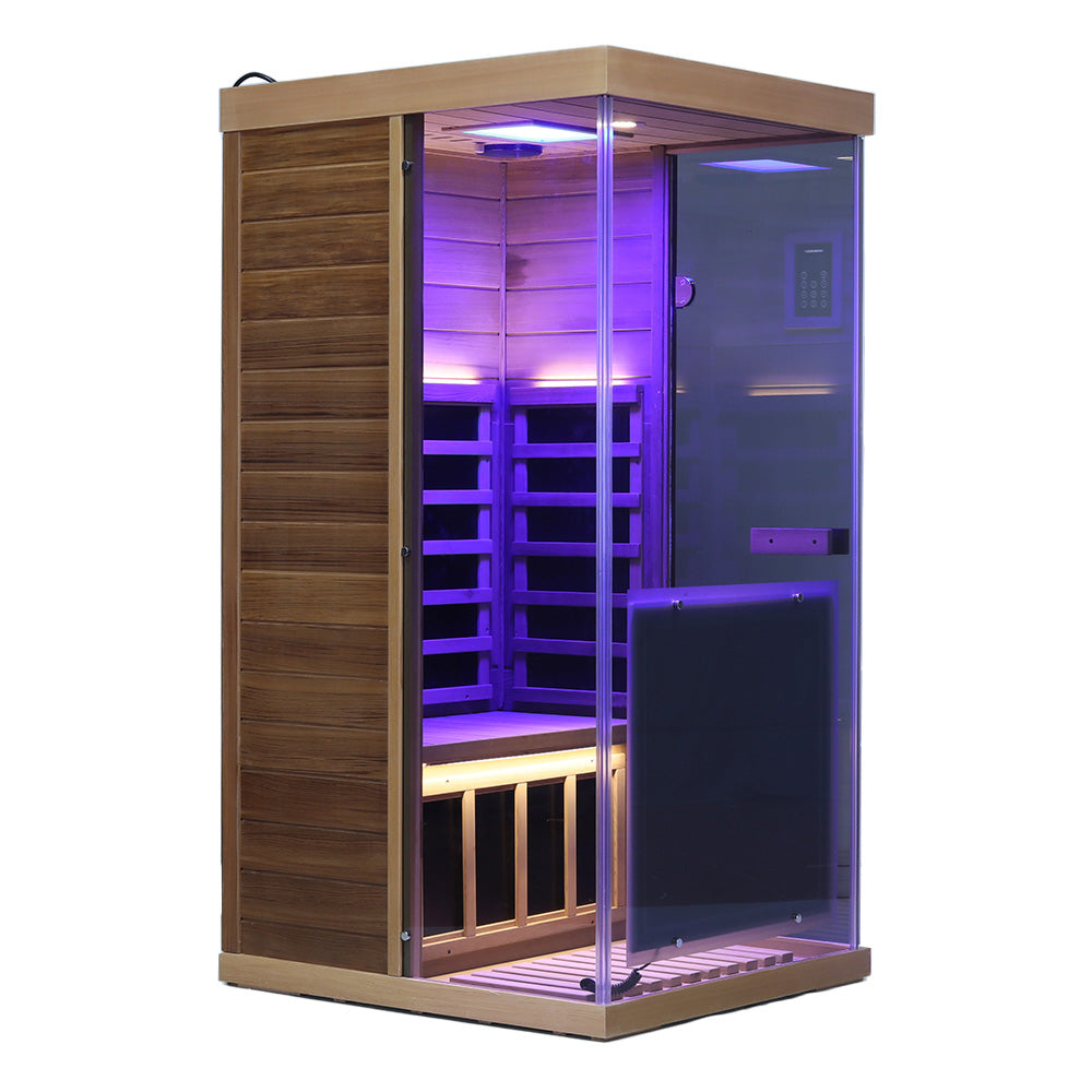 Wizzisaunas 909MX Mini 1 Person Infrared Sauna 3 Sides Large glass panels
