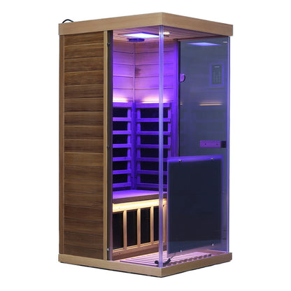 Wizzisaunas 909MX Mini 1 Person Infrared Sauna 3 Sides Large glass panels