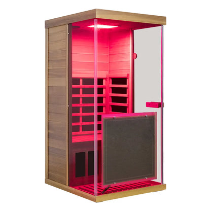 Wizzisaunas 909MX Mini 1 Person Infrared Sauna 3 Sides Large glass panels