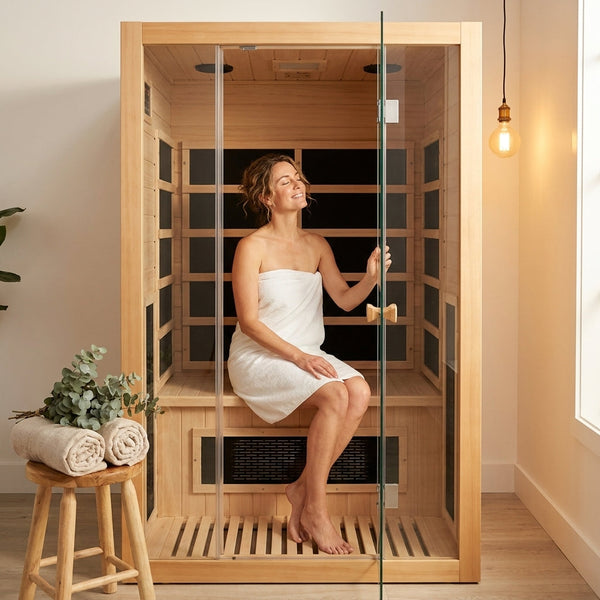 Infrared Sauna Built for Home Wellness, Low EMF Carbon Panels, Canadian Hemlock Wood, 2 Person Capacity