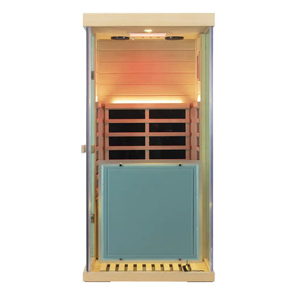 Wizzisaunas 909MX Mini 1 Person Infrared Sauna 3 Sides Large glass panels