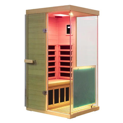 Wizzisaunas 909MX Mini 1 Person Infrared Sauna 3 Sides Large glass panels