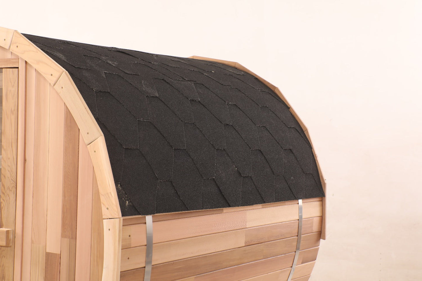 Blisspod Prague Outdoor Cedar Barrel Sauna | Full Glass Back | 2 front Porch seats